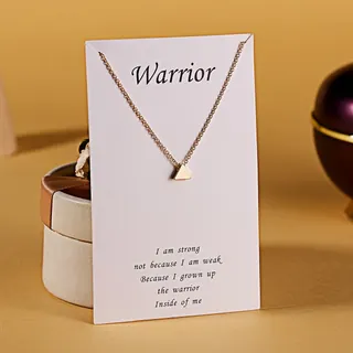 Warrior极简三角形吊坠项链 镀KC金合金锁骨链 46+8cm可调节 励志文字白卡礼盒 女款轻奢几何饰品