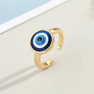 金色蓝眼眼睛开口指环戒指