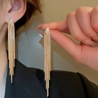 朋克长款流苏耳钉耳环