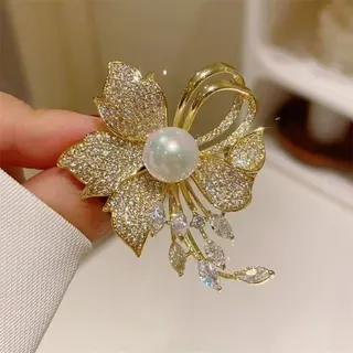 满钻花卉流苏花朵胸针