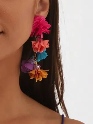 花朵流苏耳钉耳环