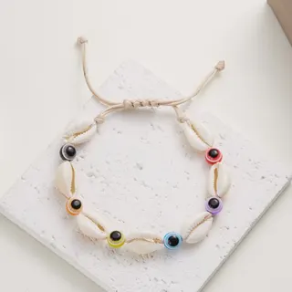贝壳彩色恶魔之眼眼睛手工编织手链