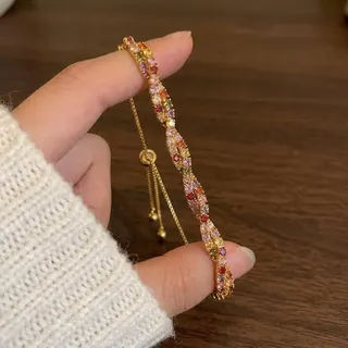 简约满钻多巴胺彩虹手链