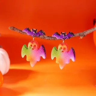 万圣节爱心南瓜亚克力耳环