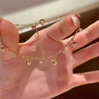 简约爱爱心流苏锆石手链