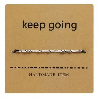 Keep going 摩斯密码字母数字手工编织可调纸卡手链