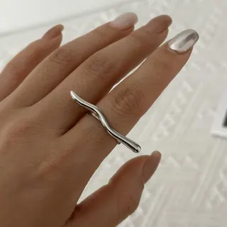 波浪线条不锈钢戒指