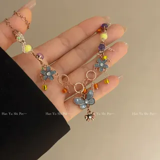 蝴蝶花朵串珠项链