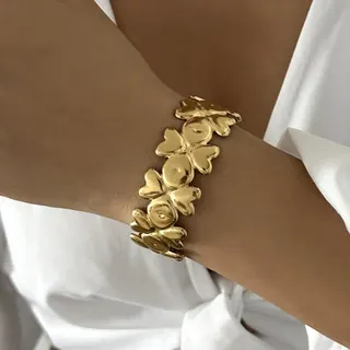 跨境欧美油压对称爱心不锈钢手镯
