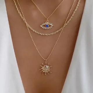 个性朋克风恶魔之眼太阳项链