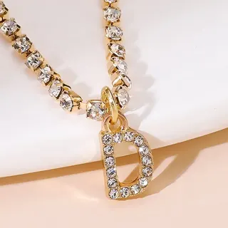 26字母D爪链镶钻脚链