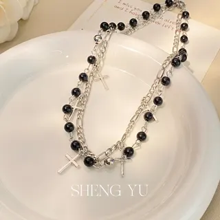 十字链条串珠项链
