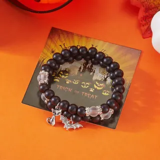 万圣节猫咪蝙蝠串珠手链2条套装