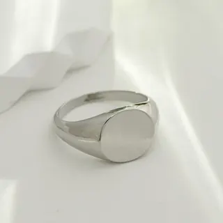 Cincin minimalis unisex oval flat tray, warna silver alloy colorfast poles cermin permukaan lebar ukuran 9 couple layered polos