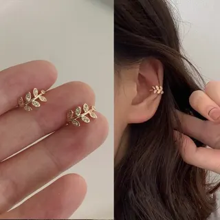 叶子耳扣耳环