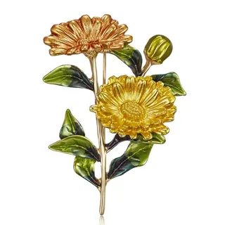 紫色小雏菊菊花画油植物胸针