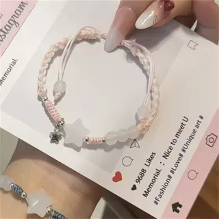 简约星星月亮仿玉编织手链