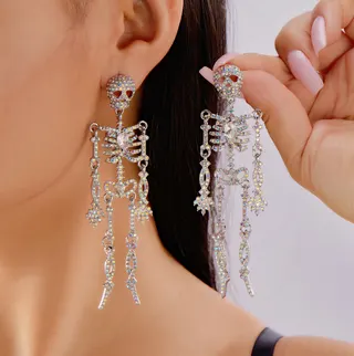 满钻万圣节骷髅耳环