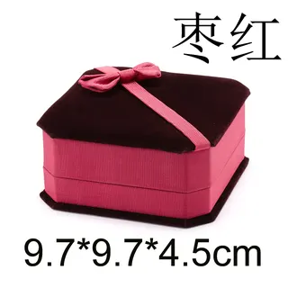 卡其色八角蝴蝶结绒布首饰盒 手镯戒指饰品包装盒 9.7*9.7*4.5cm 轻奢复古礼品盒 1个起卖