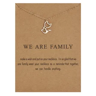 We are family 纸卡小猫镂空合金项链