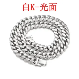 嘻哈古巴链光面粗链条项链 金色18K金电镀 53cm链宽1.3cm 男女同款街头潮流配饰
