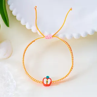 Pulsera de cuentas de sandía, pulsera tejida ajustable de fruta de verano con dije de sandía de arcilla suave, 16-28 cm / 6.29-11.02 pulgadas, ultraligera 3 g, regalo para mujeres y niñas