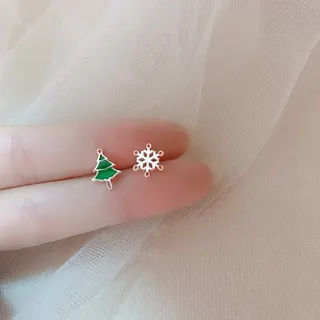 滴油圣诞树雪花耳钉耳环