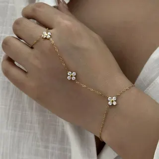 简约不锈钢锆石花朵Y型项链