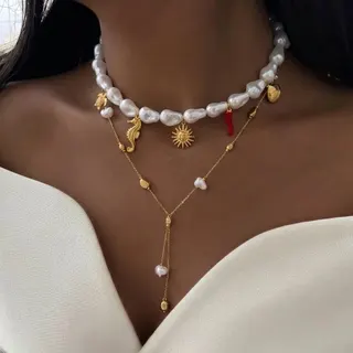 夏季海星海马珍珠项链