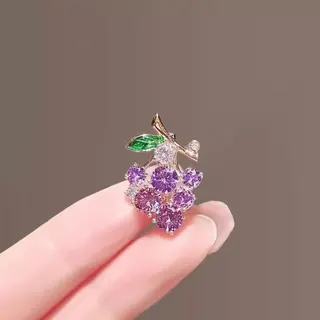 葡萄镶钻小别针胸针