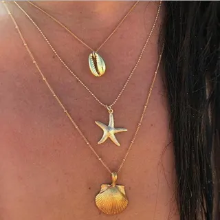 海星贝壳多层项链