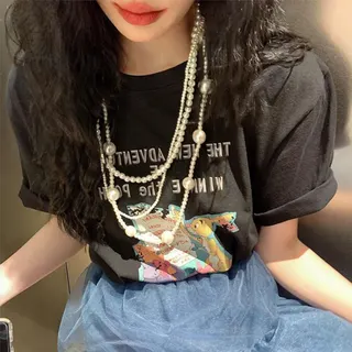 白色珍珠多层流苏项链