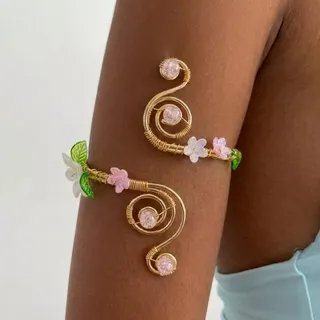 彩色花朵珍珠臂镯