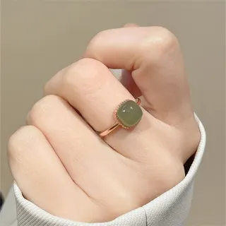 简约小方糖仿玉开口戒指
