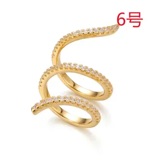 简约铜镶锆几何缠绕戒指