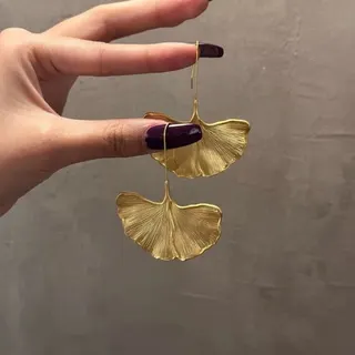 夸张银杏叶树叶耳环