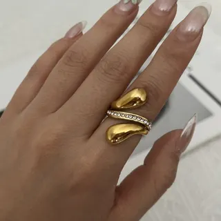 不锈钢金银双色圆珠戒指