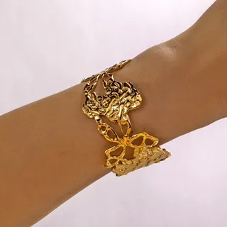 不锈钢几何条纹手镯