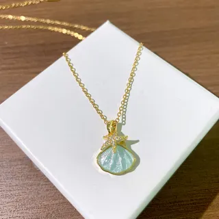 不锈钢彩色贝壳海星锁骨链项链