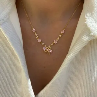 简约微镶锆石花朵蝴蝶结手链