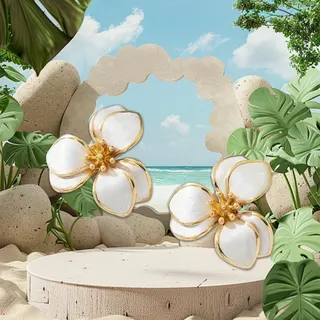 彩色滴油花朵耳钉