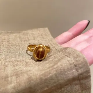 椭圆虎眼石开口戒指