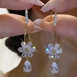 锆石花朵耳钩耳环