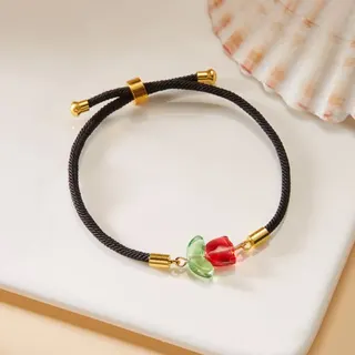 郁金香黑绳抽拉手链