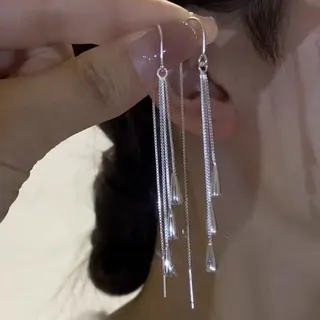水滴流苏耳线耳钉耳环