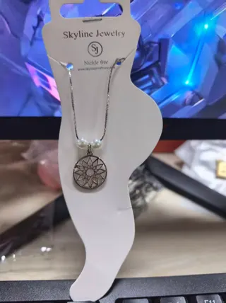 镂空莲花仿珍珠脚链