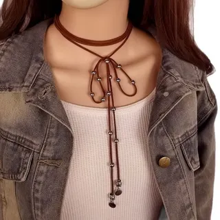 波西米亚绒绳缠绕多层项链