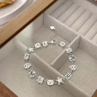 彩色锆石姜饼人小熊手链