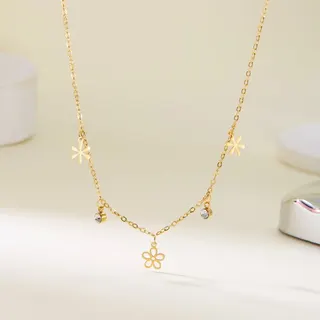 多配件不锈钢花瓣镶钻爱项链
