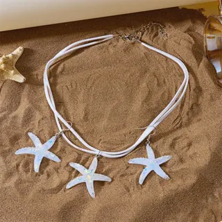 渐变海星耳环项链套装